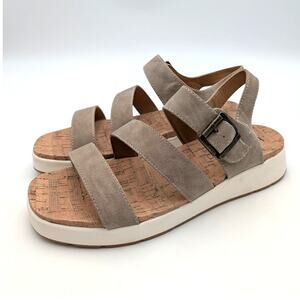 Boc Born Criss Cross Platform Sandals Buckle Strap Women's Taupe Sz US11M EU41.5
